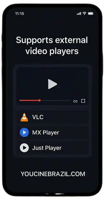 Suporta reprodutores de vídeo externos
